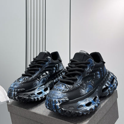 Paint Graffiti Print Chunky Sole Sneakers WN24607
