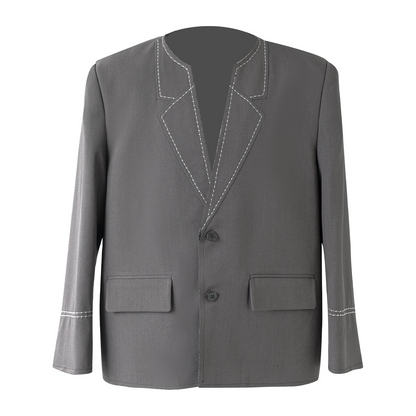 Stitching Collarless Oversize Tailored Jacket WN11835