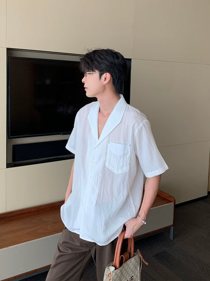 Cooling Tencel Cuban Collar Short Sleeve Shirt WN20444