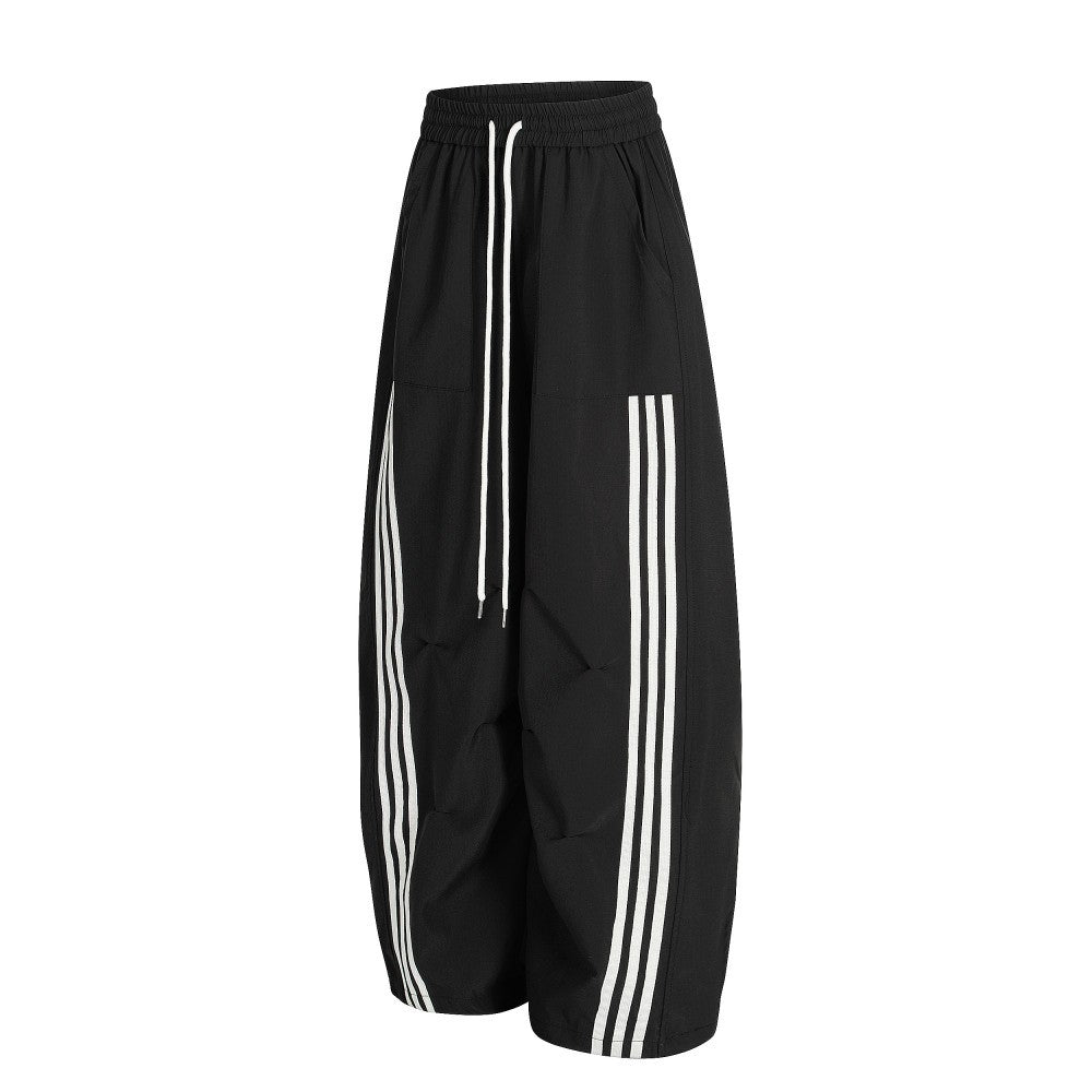 Stripe Zipper Jacket & Stripe Wide Leg Pants Setup WN28059