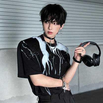 Oversize Drip Print Short Sleeve T-Shirt WN25087