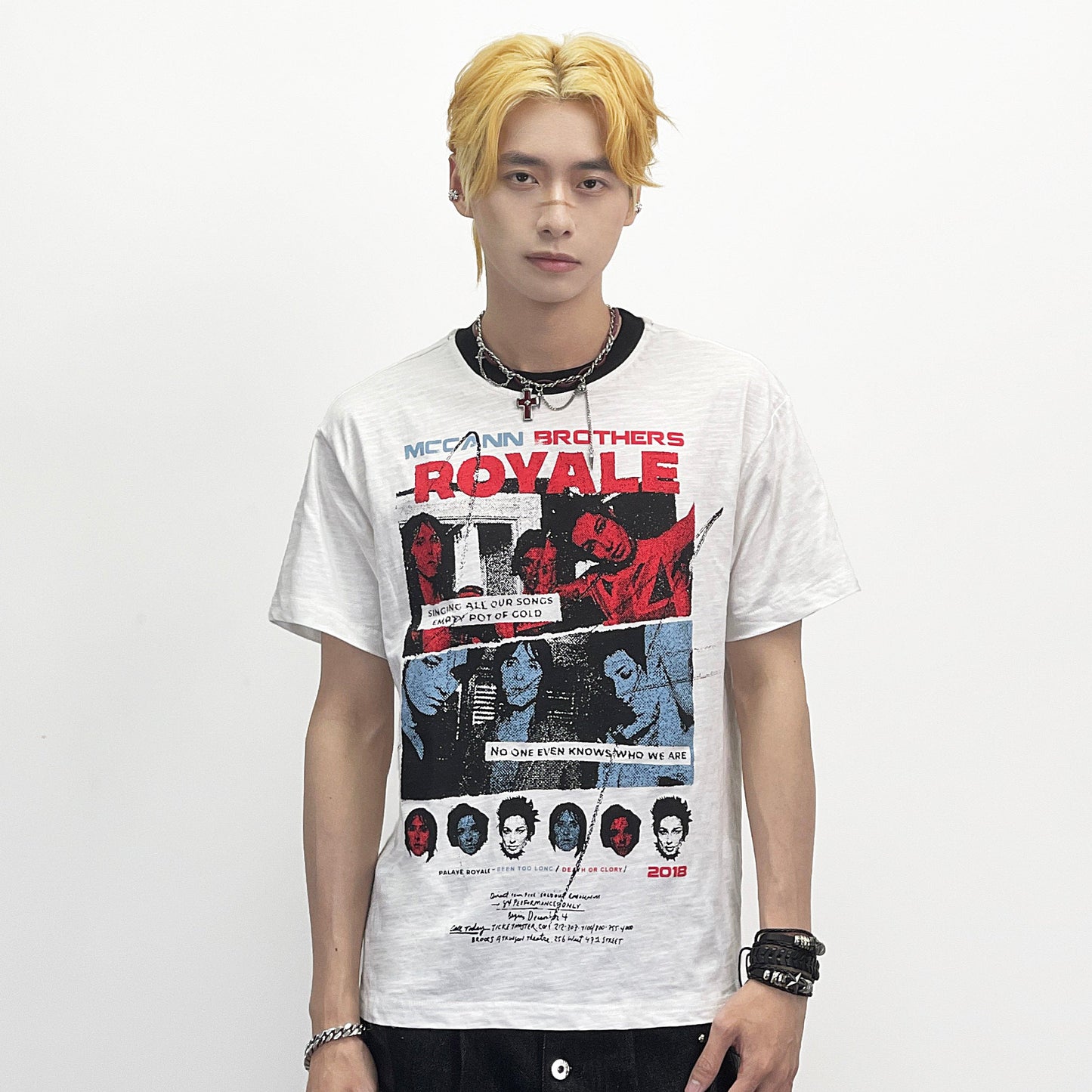 Portrait Print Slub Cotton Short Sleeve T-Shirt WN24251