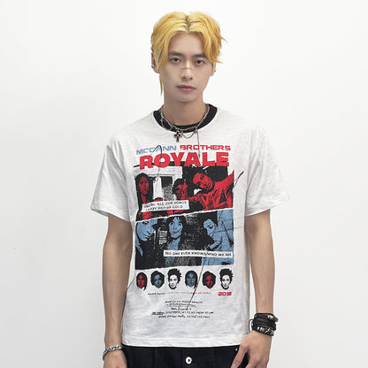 Portrait Print Slub Cotton Short Sleeve T-Shirt WN24251