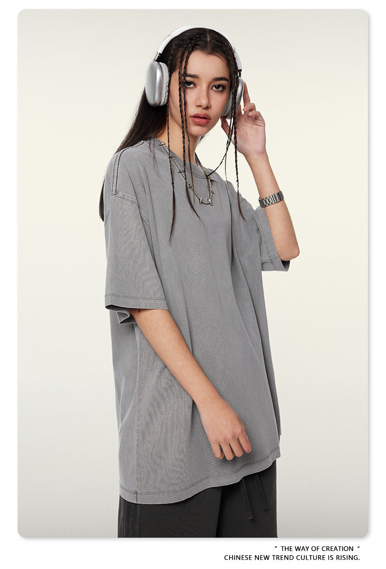 Washed Oversize Short-sleeve T-shirt WN6457