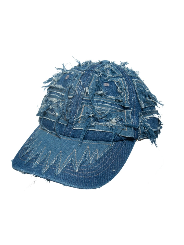 Denim Patchwork Damage Design Cap WN21096