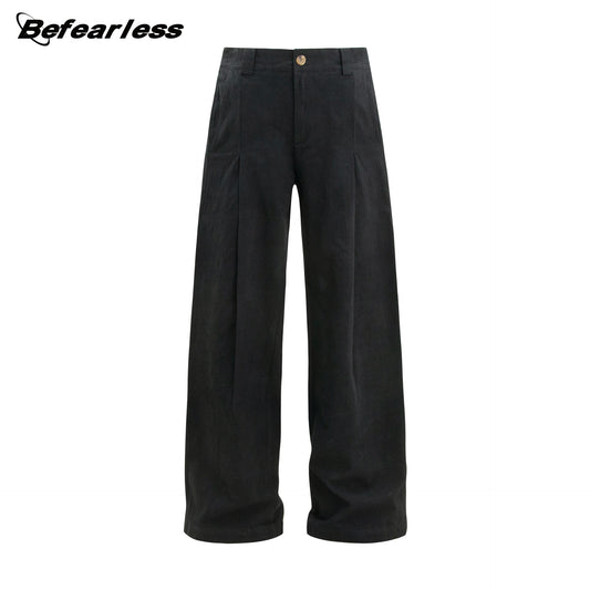 Washed Pleated Straight Trousers WN26353