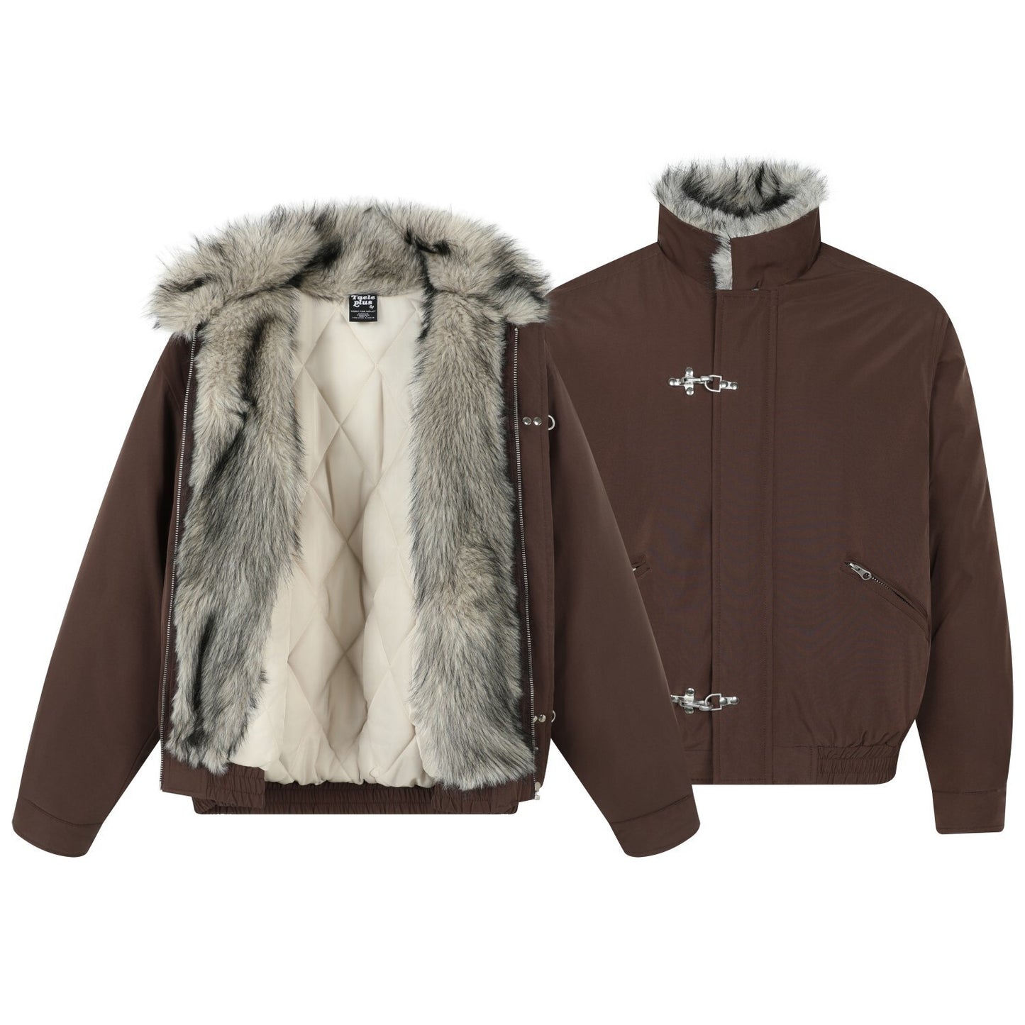 Velvet Quilting Fleece Lining Hooded Puffer Jacket WN21934