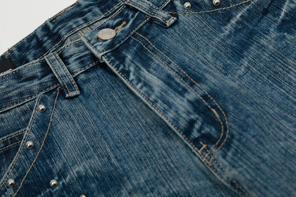 Washed Wide Leg Denim Jeans WN15513