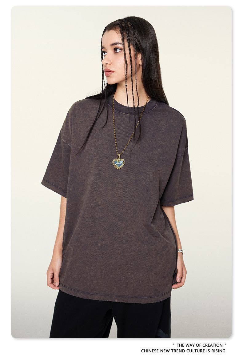 Washed Oversize Short-sleeve T-shirt WN6455