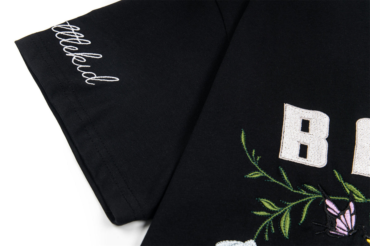 Floral Intricate Embroidery Short Sleeve T-Shirt WN26820