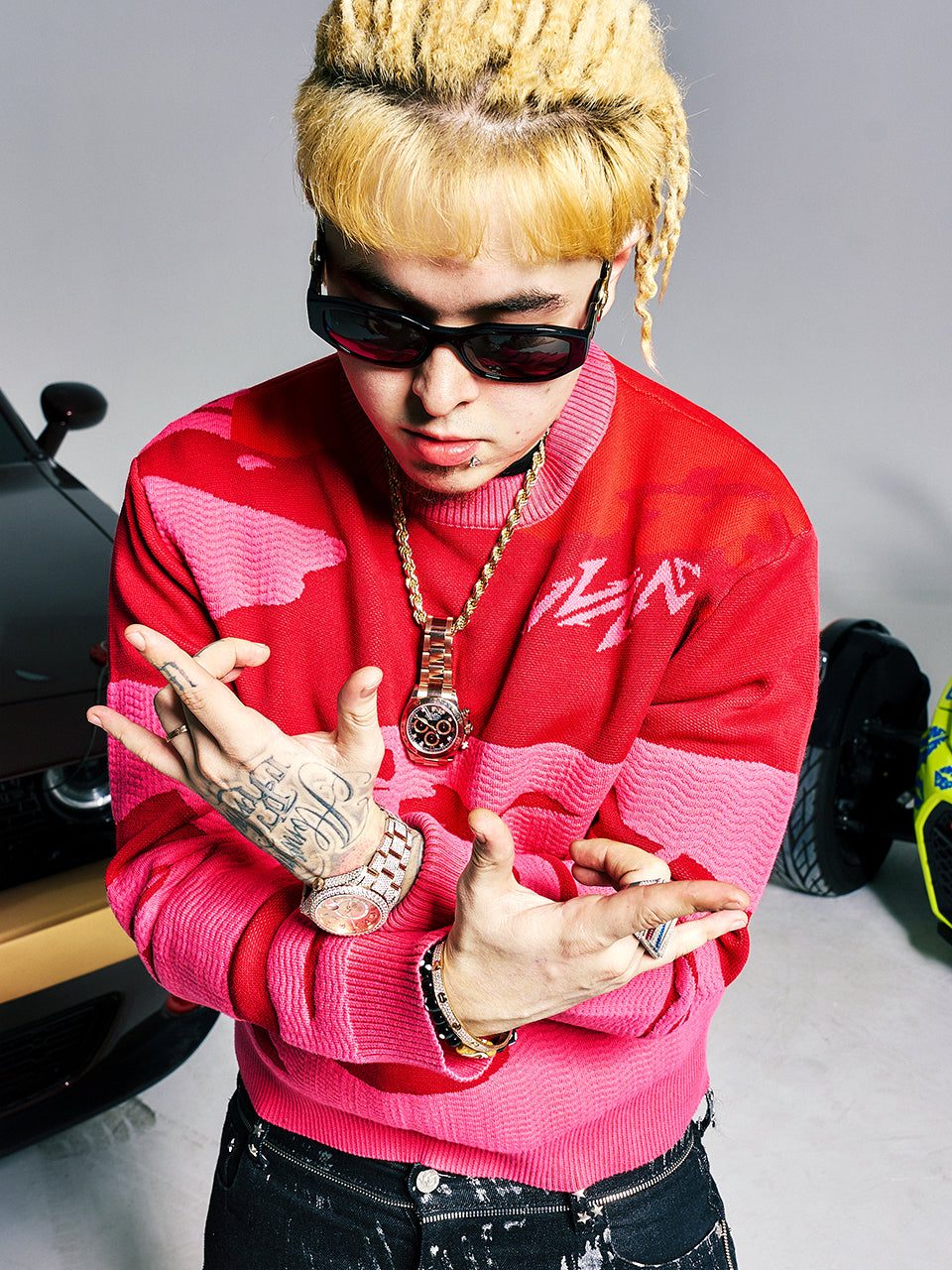 Contrast Color Jacquard Knit Sweater WN21009