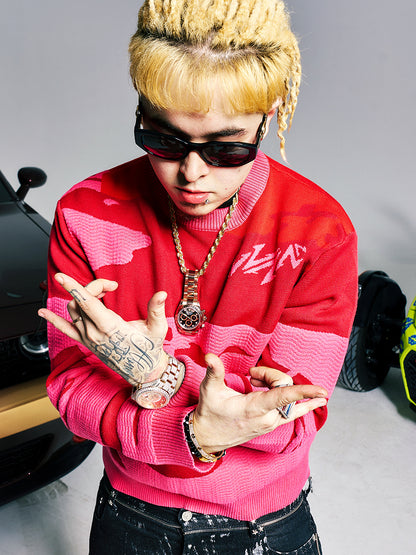 Contrast Color Jacquard Knit Sweater WN21009