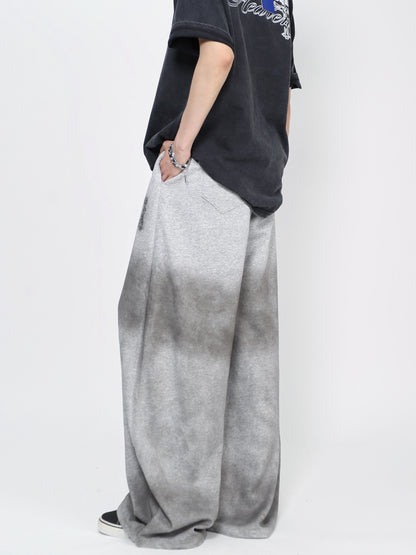 Cross Letter Print Washed Wide Leg Sporty Pants WN24483