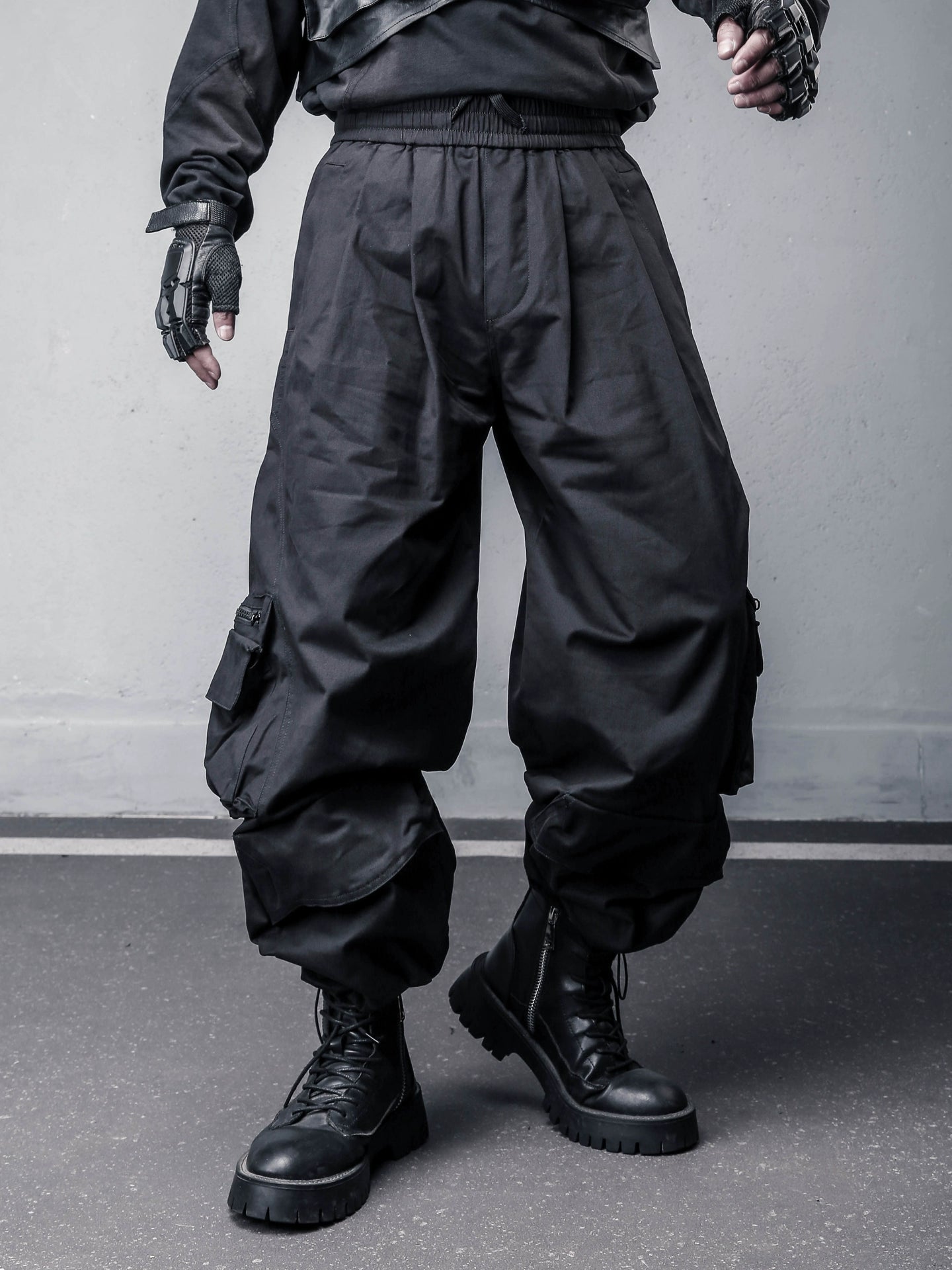 Large Pocket Wash Wide Leg Cargo Pants WN22353