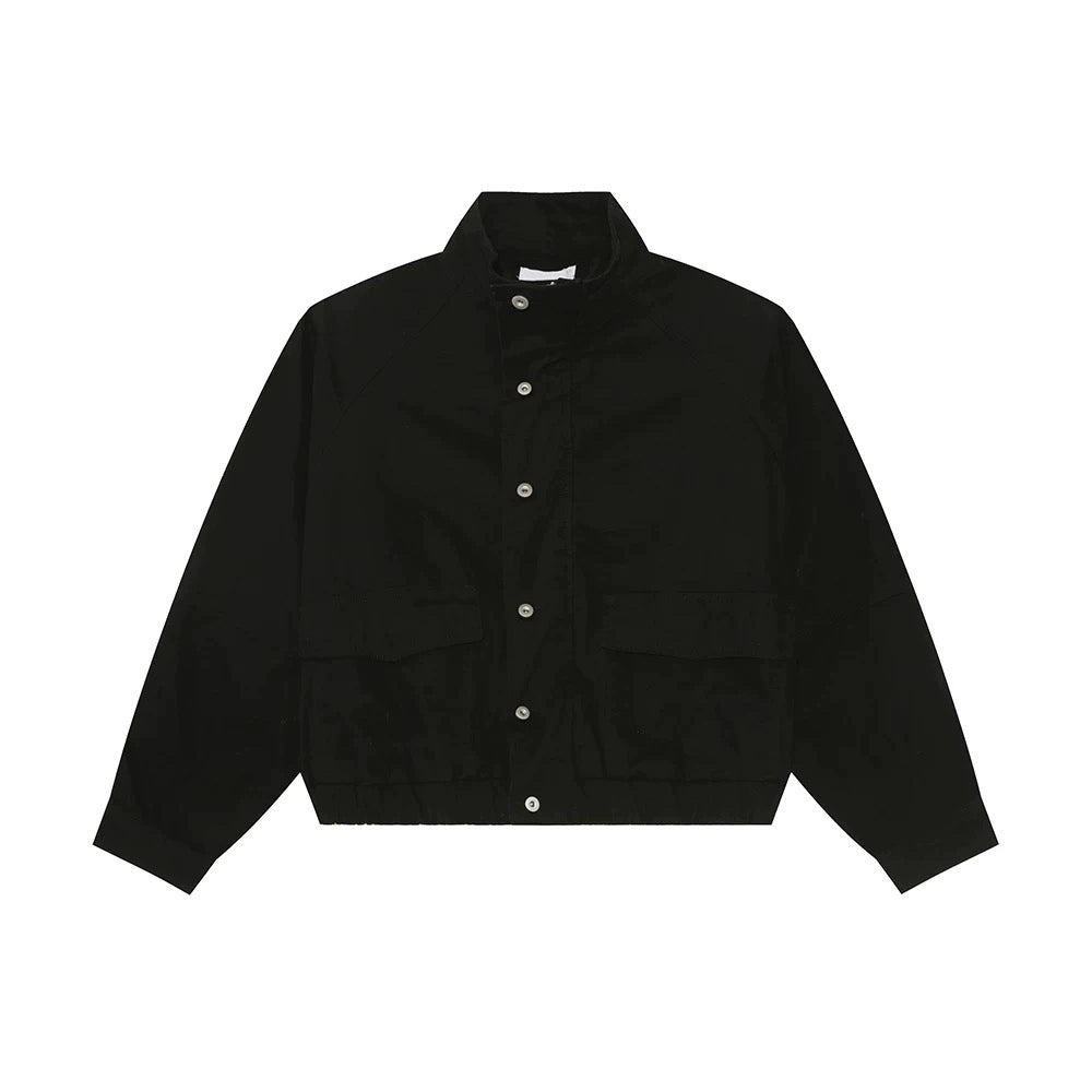 Standing-Neck Large Pocket Jacket & Wide Leg Cargo Pants Setup WN19910