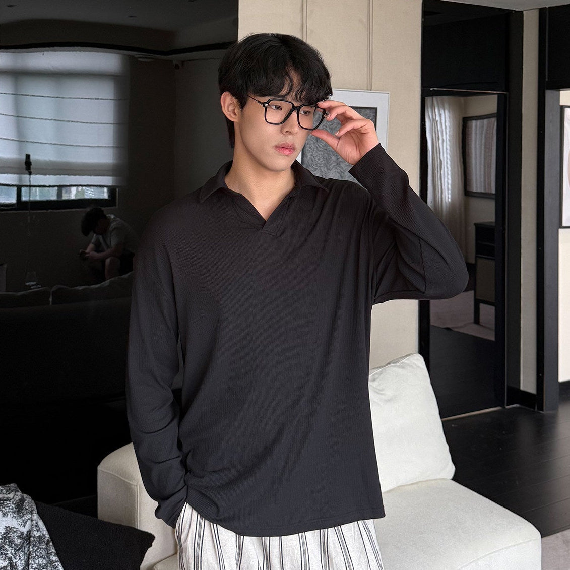 Skipper Rib Long Sleeve Polo Shirt WN24975