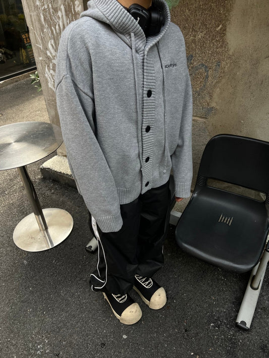 Letter Embroidery Hooded Knit Cardigan WN28125