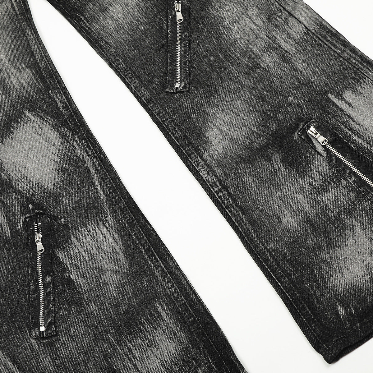 Paint Brush Zipper Design Micro Flare Denim Jeans WN16171