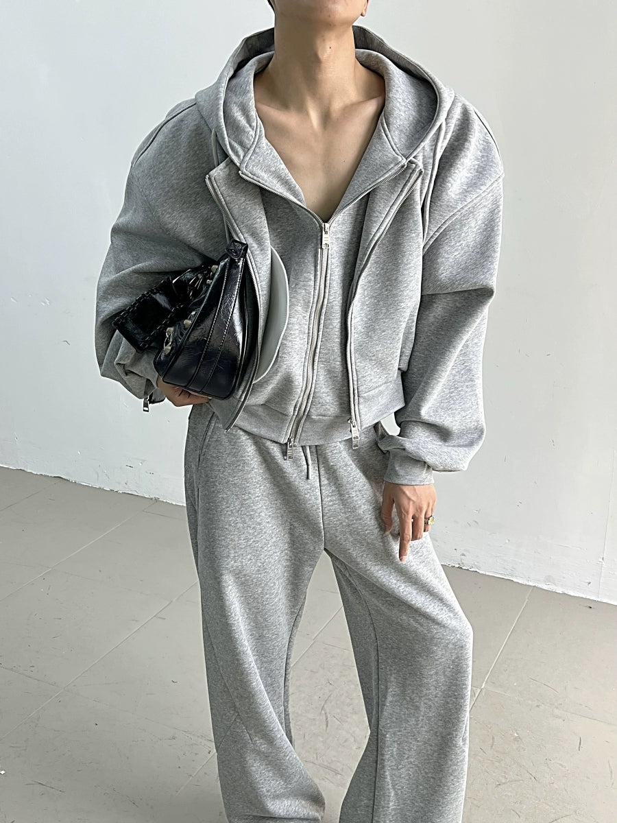 Double-Zipper Hoodie & Straight-Leg Sweat Pants Setup WN11661