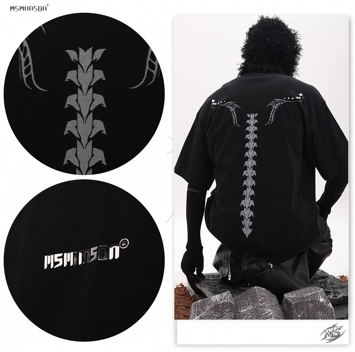 Spine Design Heavyweight Pure Cotton Short Sleeve T-Shirt WN18656