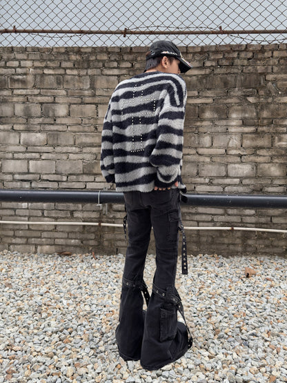 Cross Rhinestone Mohair Oversize Knit Sweater WN22981