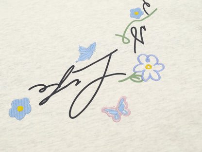 Butterfly Flower Embroidery Short Sleeve T-Shirt WN26781