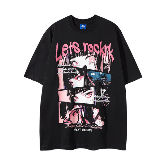 Anime Print Oversize Short Sleeve T-Shirt WN18521