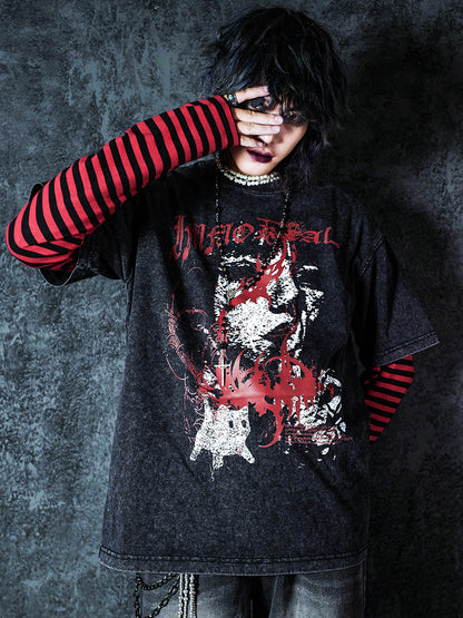 Washed Graphic Print Short Sleeve T-Shirt WN15945