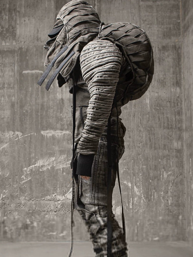 Tie-Dye Pleats Deconstructed Hooded Vest Design Bag WN22010