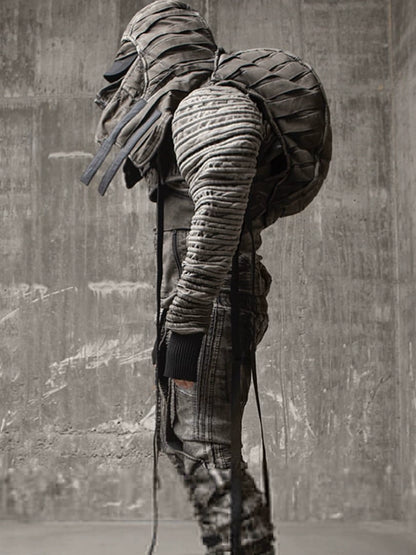 Tie-Dye Pleats Deconstructed Hooded Vest Design Bag WN22010