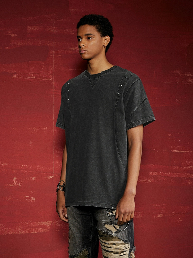 Rivet Deconstructed Patchwork Wash Oversize Short Sleeve T-Shirt WN17991