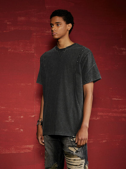 Rivet Deconstructed Patchwork Wash Oversize Short Sleeve T-Shirt WN17991