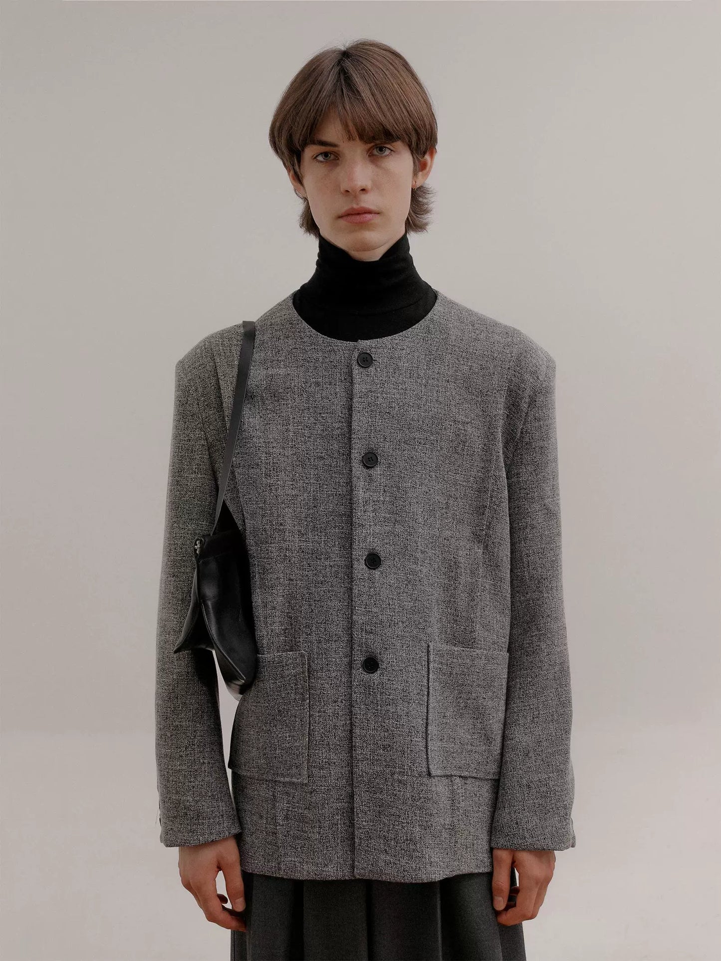 Pleats Collarless Tailored Jacket WN21590