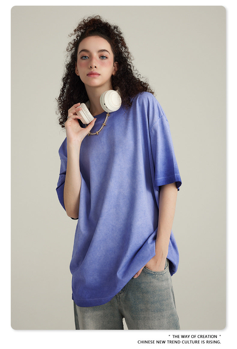 Washed Gradient Pure Cotton Sleeveless T-Shirt WN6075