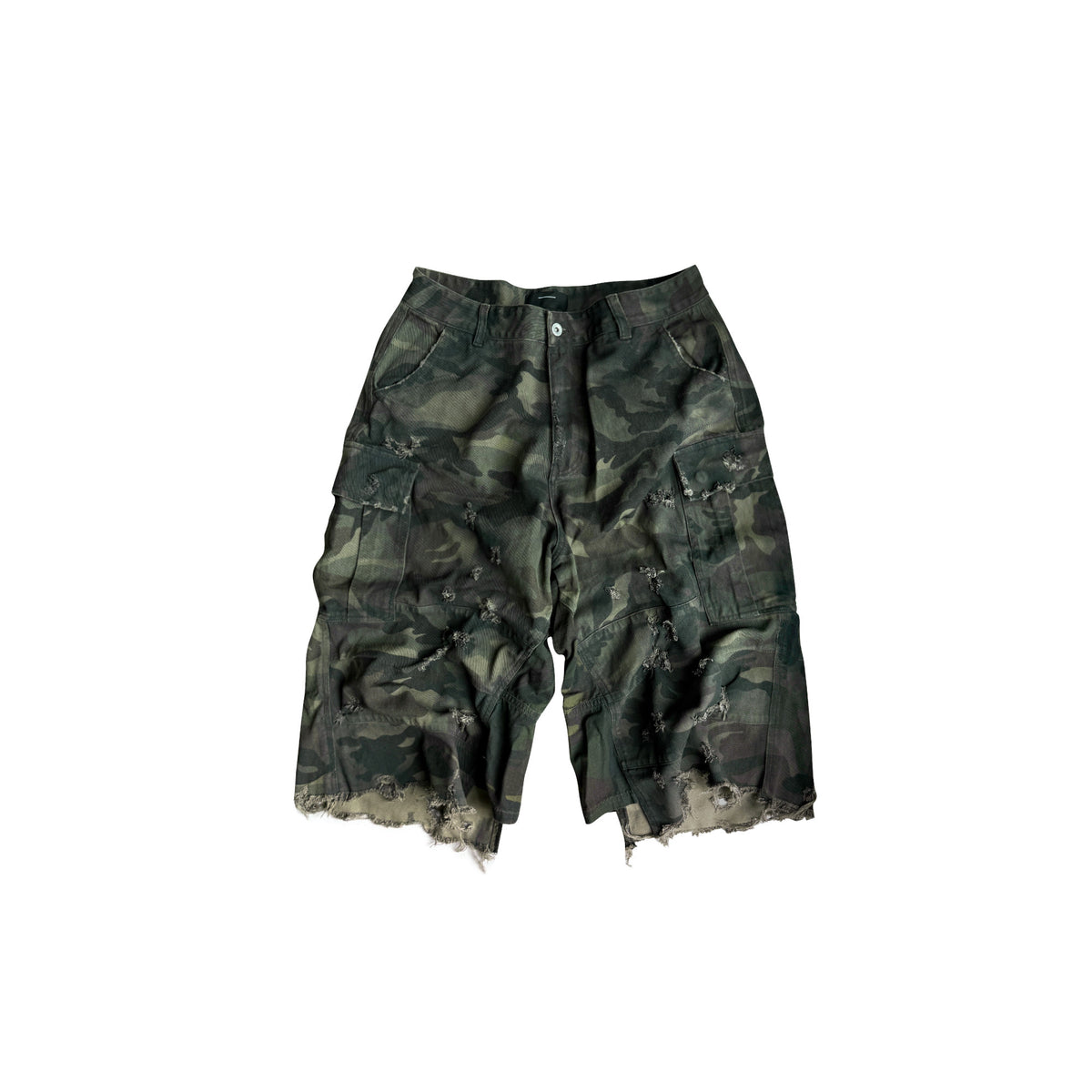 Camouflage Patchwork Damage Half Pants WN27069