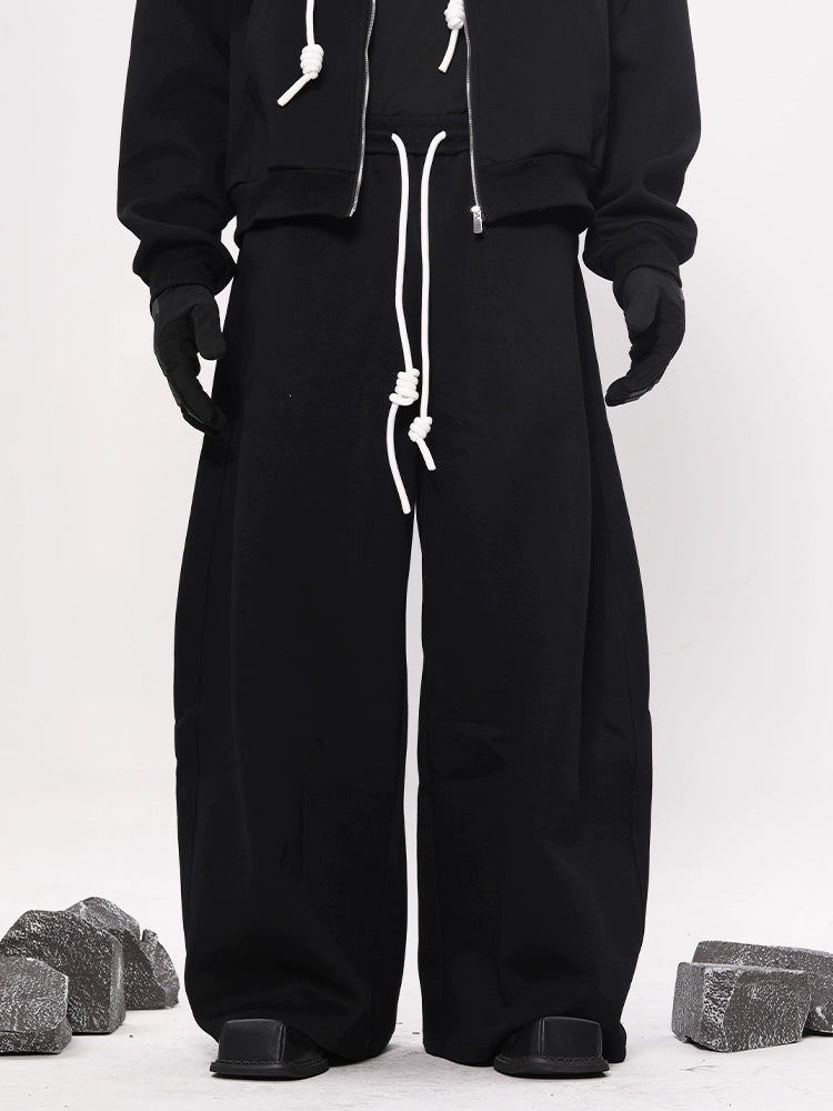 Plain Design Drawstring Wide Leg Sweatpants WN18618