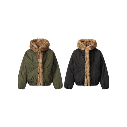 Fake Fur Trim Hooded Oversize Puffer Jacket WN27923