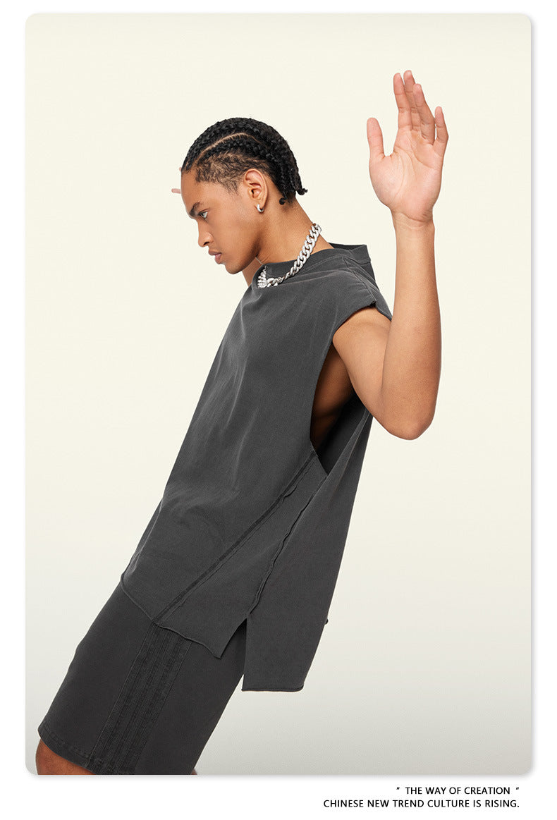 Washed Oversize Sleeveless T-Shirt WN6069