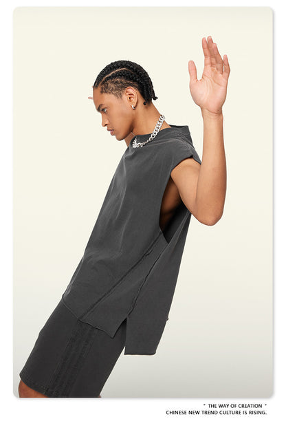 Washed Oversize Sleeveless T-Shirt WN6069