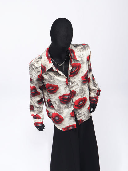 Oversize Rose Print Shirt WN23679