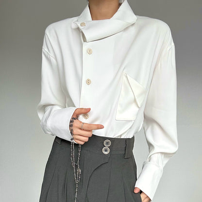 Asymmetric Neckline Long Sleeve Shirt WN19633