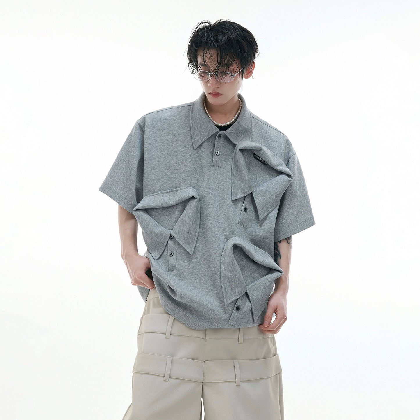 Multi-Collar Cotton Heavyweight Short Sleeve Polo Shirt WN18333