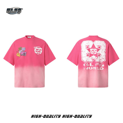 Gradient Letter Print Short Sleeve T-Shirt WN26474