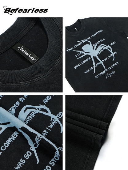 Spider Letter Print Short Sleeve T-Shirt WN26205
