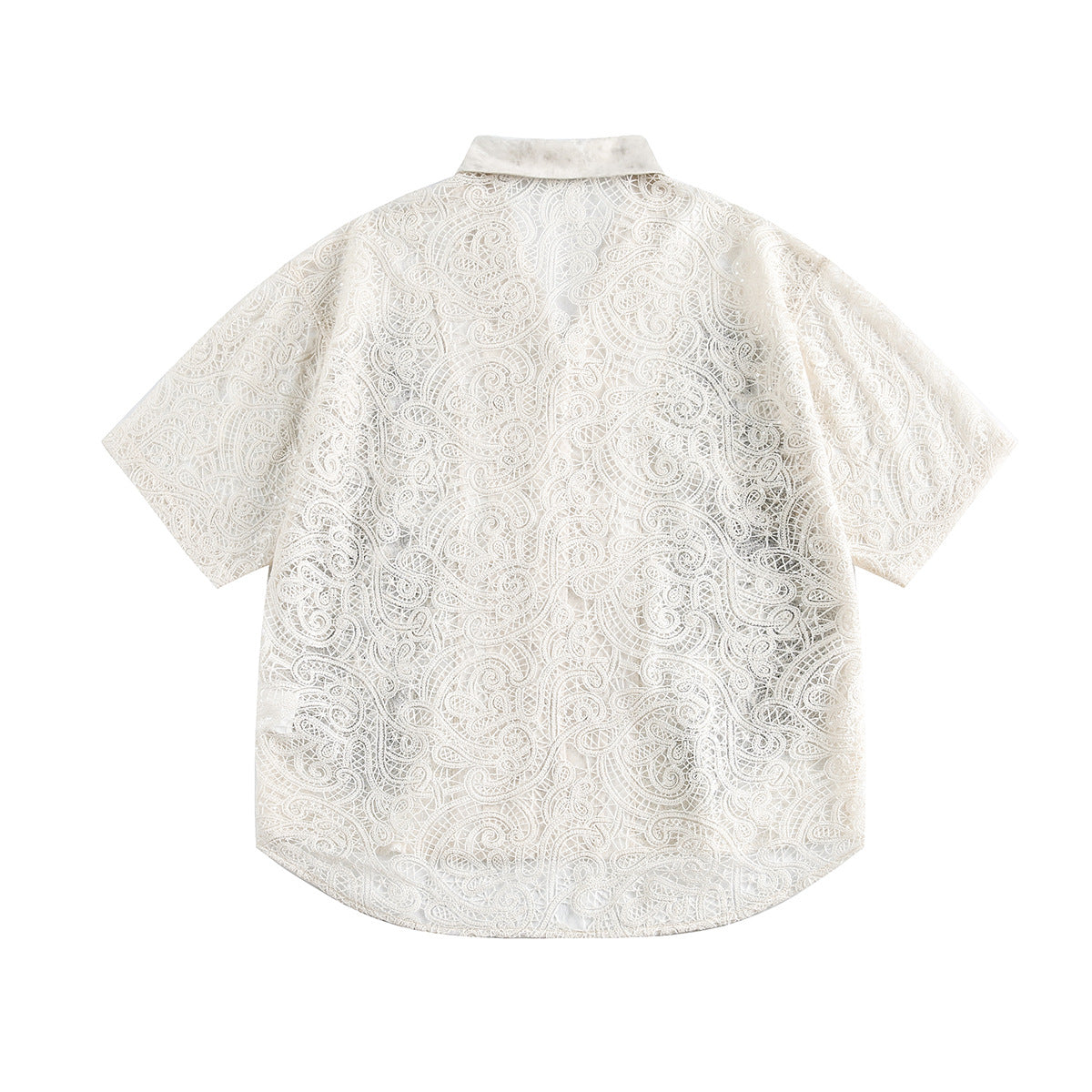 Graffiti Lace Cutout Short Sleeve Shirt WN16181