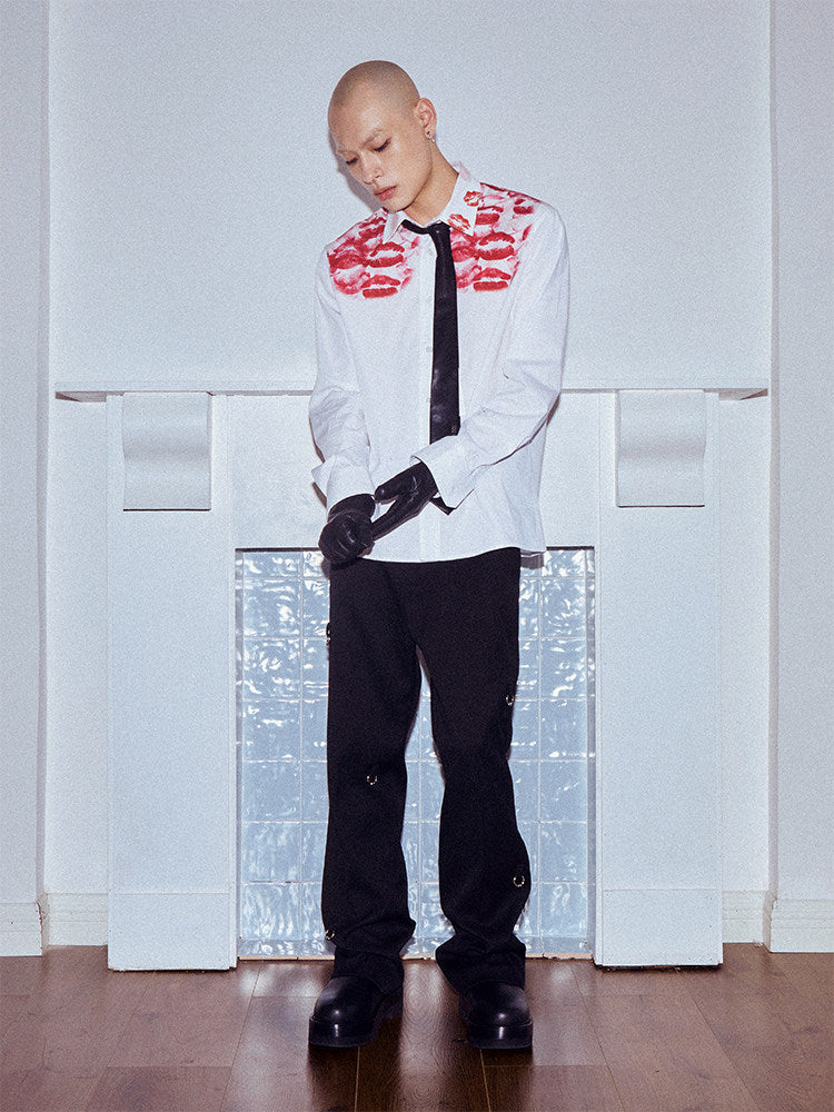 Lip Print Long Sleeve Shirt & Long Sleeve Shirt WN27131