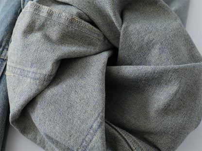 Washed Patchwork Raw Edge Cropped Denim Pants WN26827