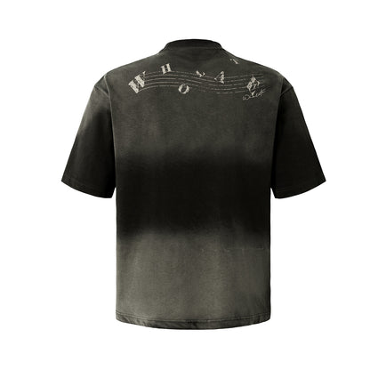 Instrument Print Washed Short Sleeve T-Shirt WN25477