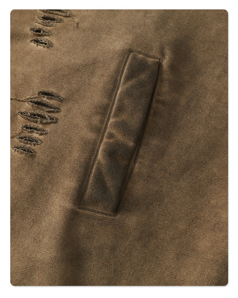 Oversize Drawstring Damage Hoodie WN9974