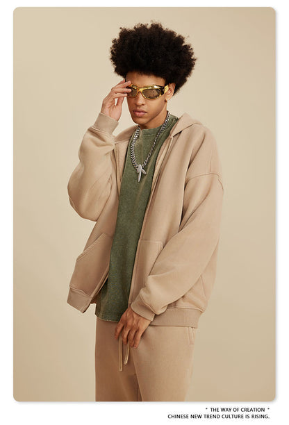 Oversize Washed Zipper Hoodie WN6461